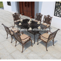 New style outdoor garden metal furniture set cast aluminum long table set  6 seater dining set